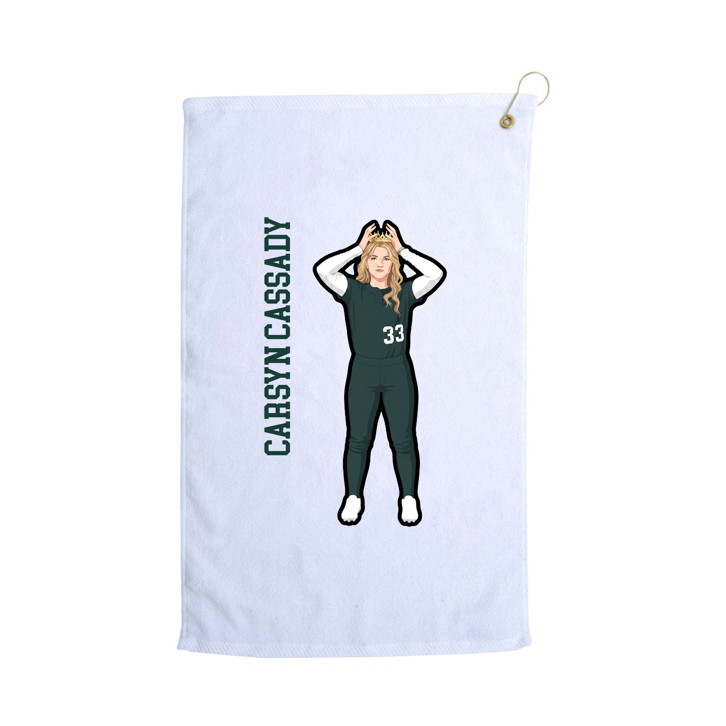 Golf Towel — Name Vertical in White
