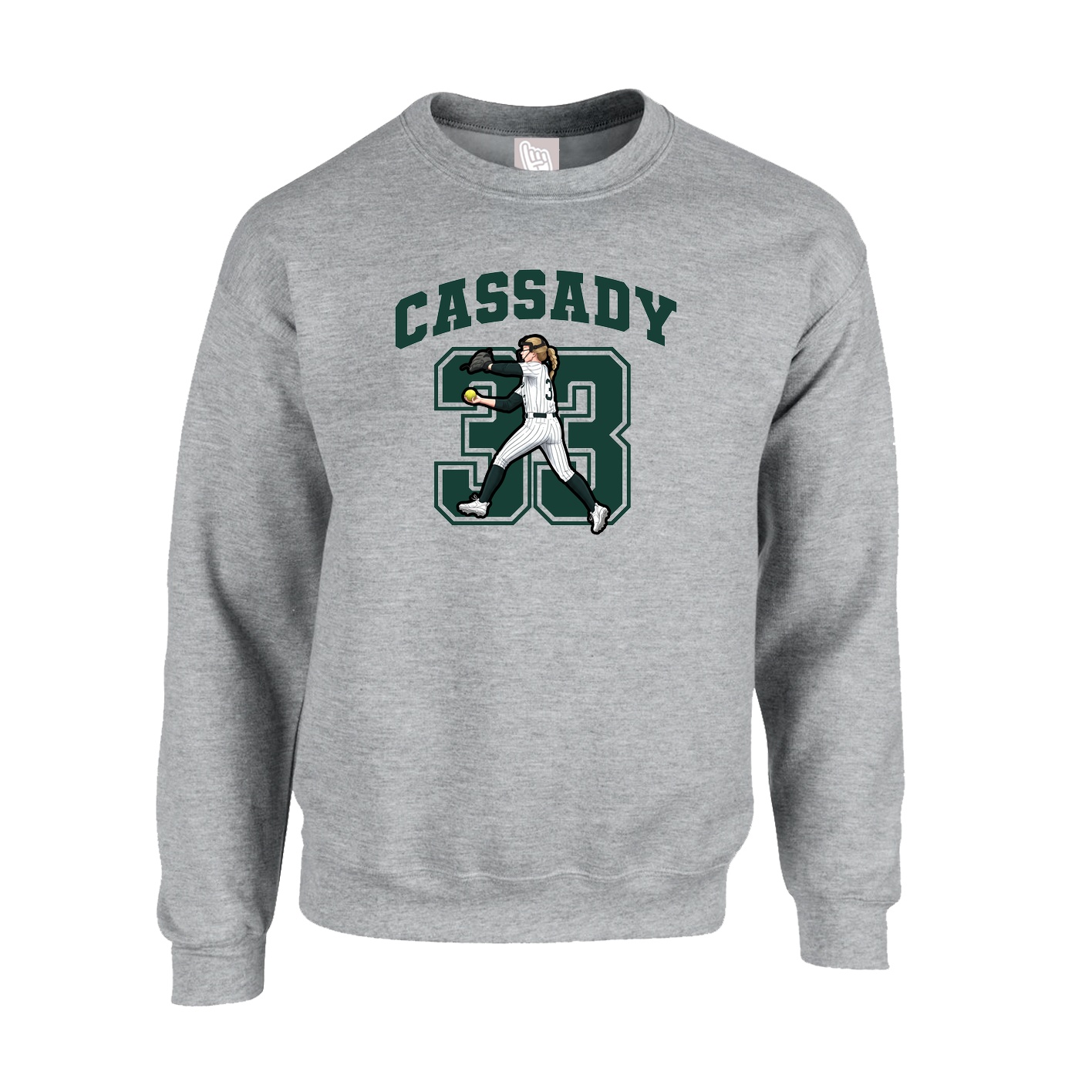 Fleece Crew — Number in Grey
