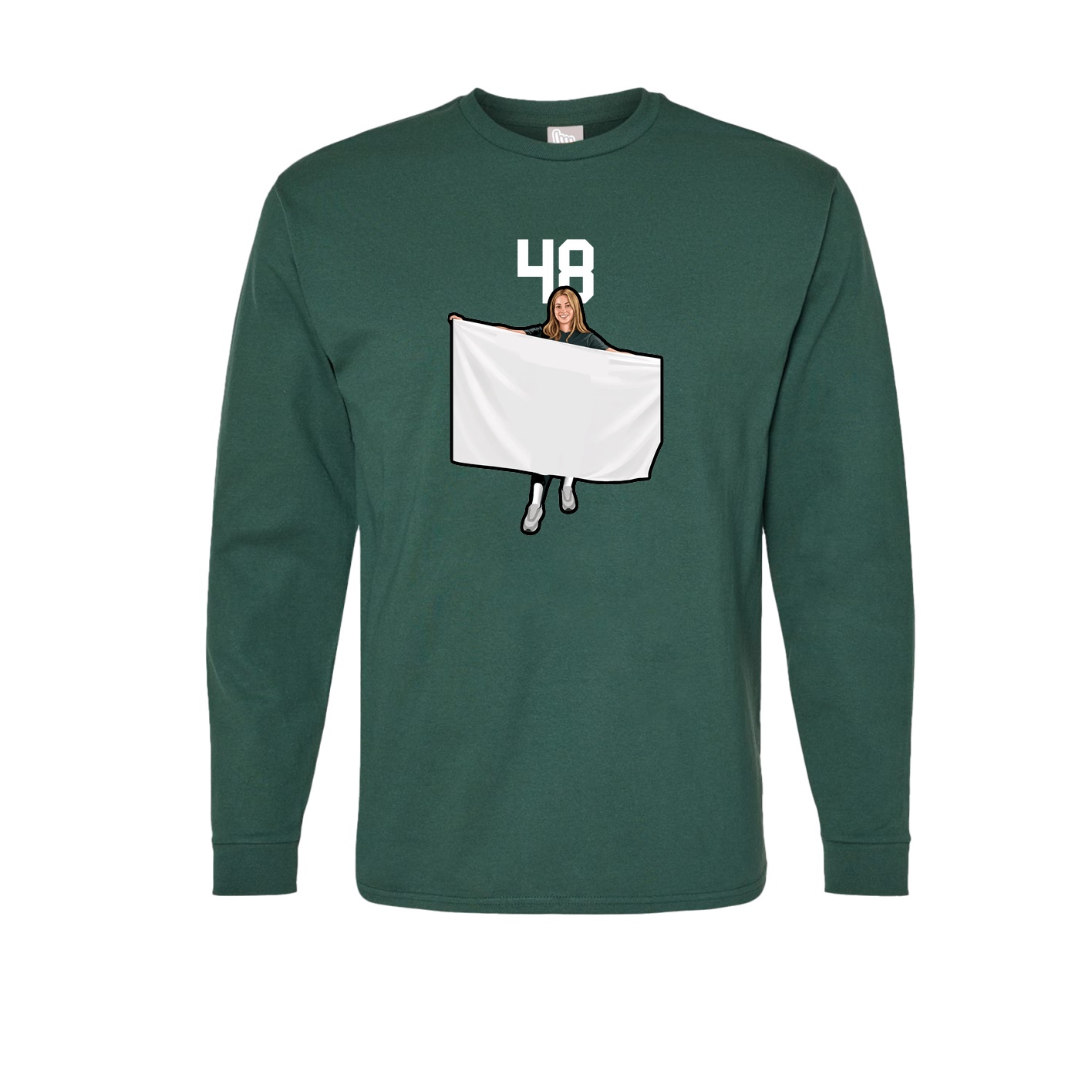 Long Sleeve Tee — Number Top in Green
