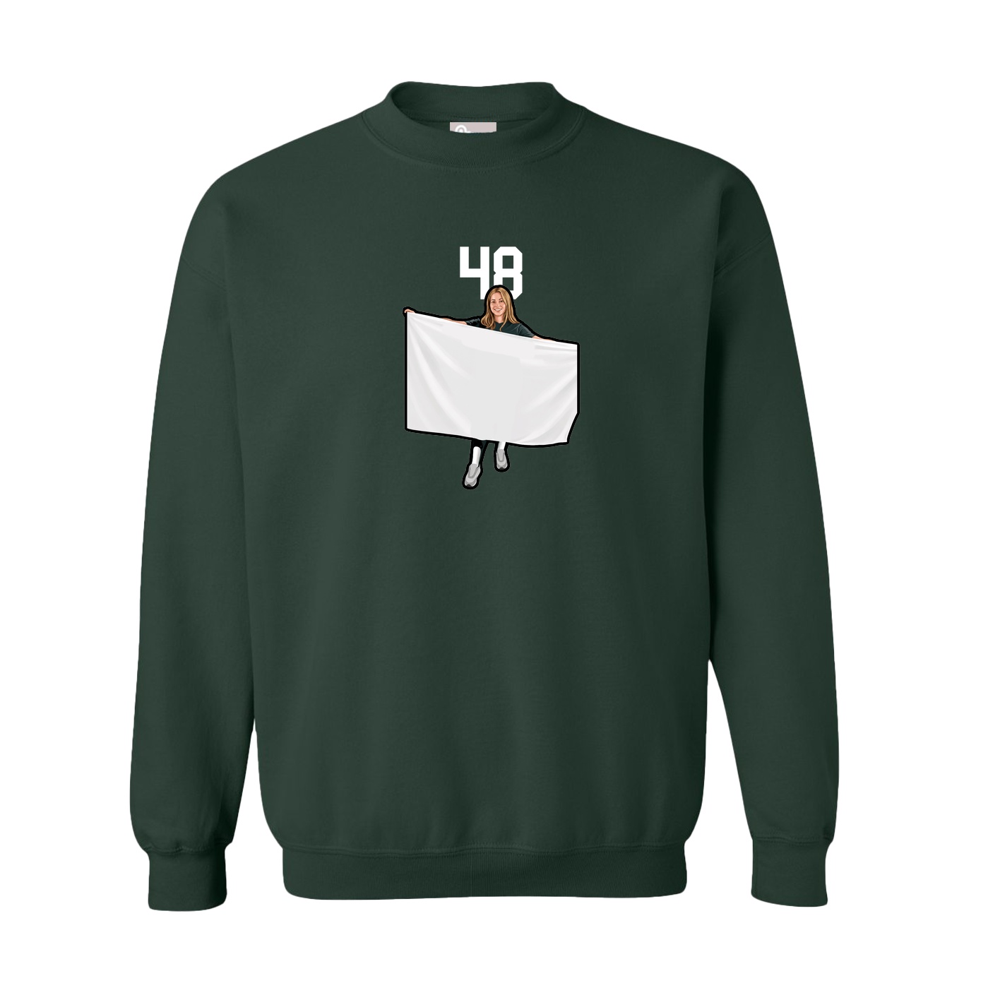 Fleece Crew — Number Top in Green