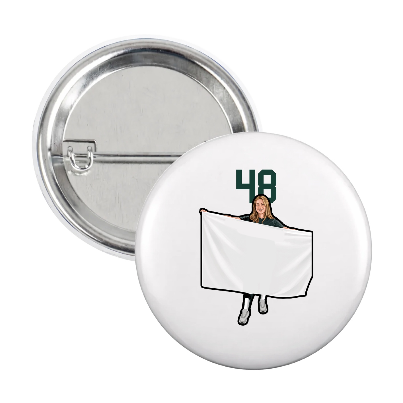 Game Day Button — Number Top in White