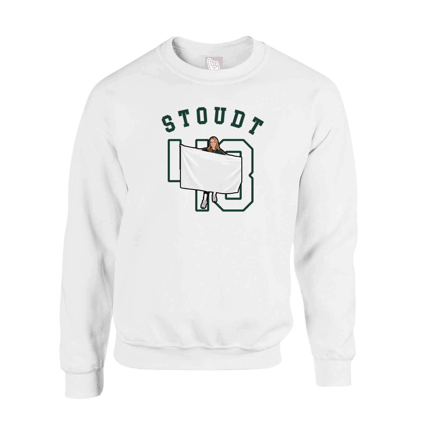 Fleece Crew — Shirsey Arch in White