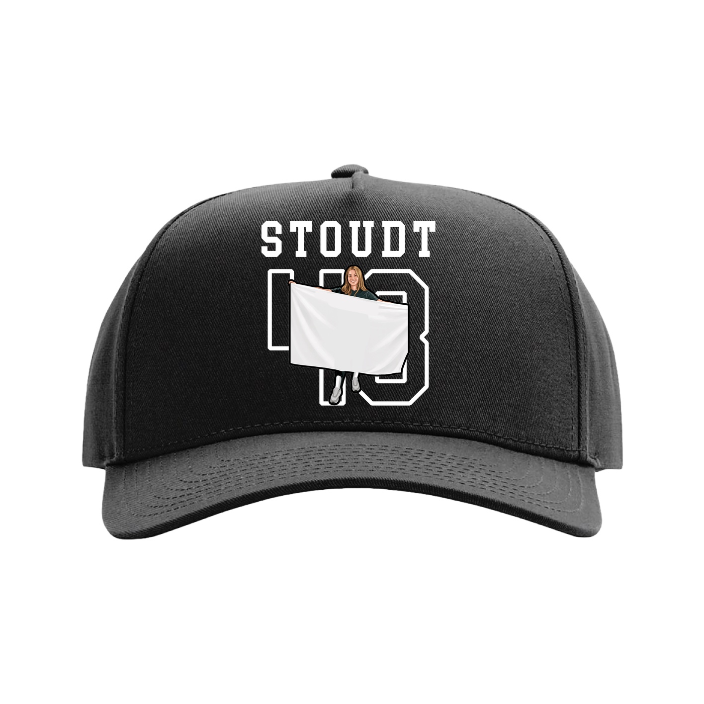Full Fabric Five-Panel Champ Cap — Shirsey in Black