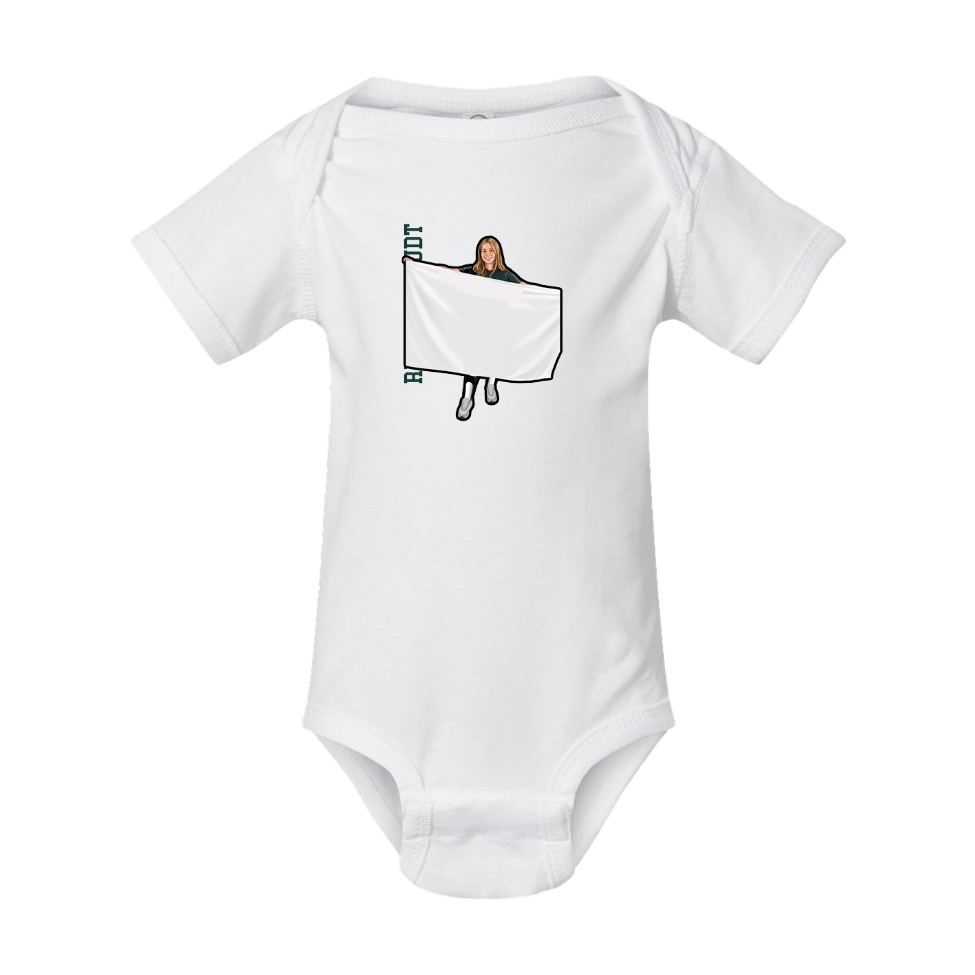 Baby Onesie — Name Vertical in White