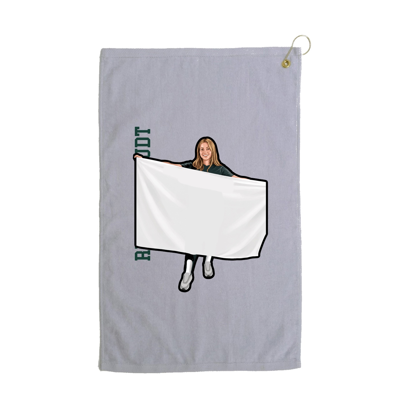 Golf Towel — Name Vertical in Grey