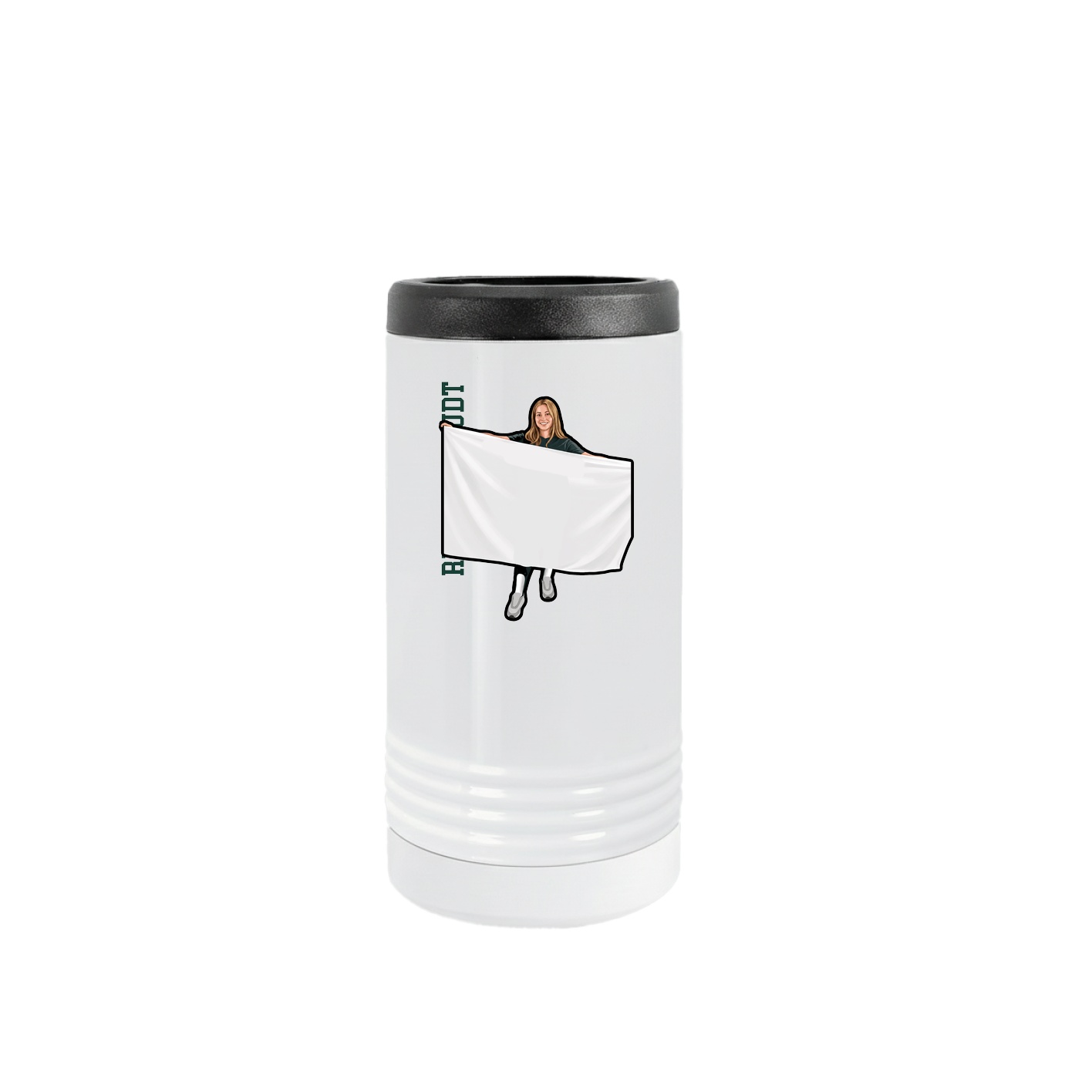 Slim Beverage Holder — Name Vertical in White
