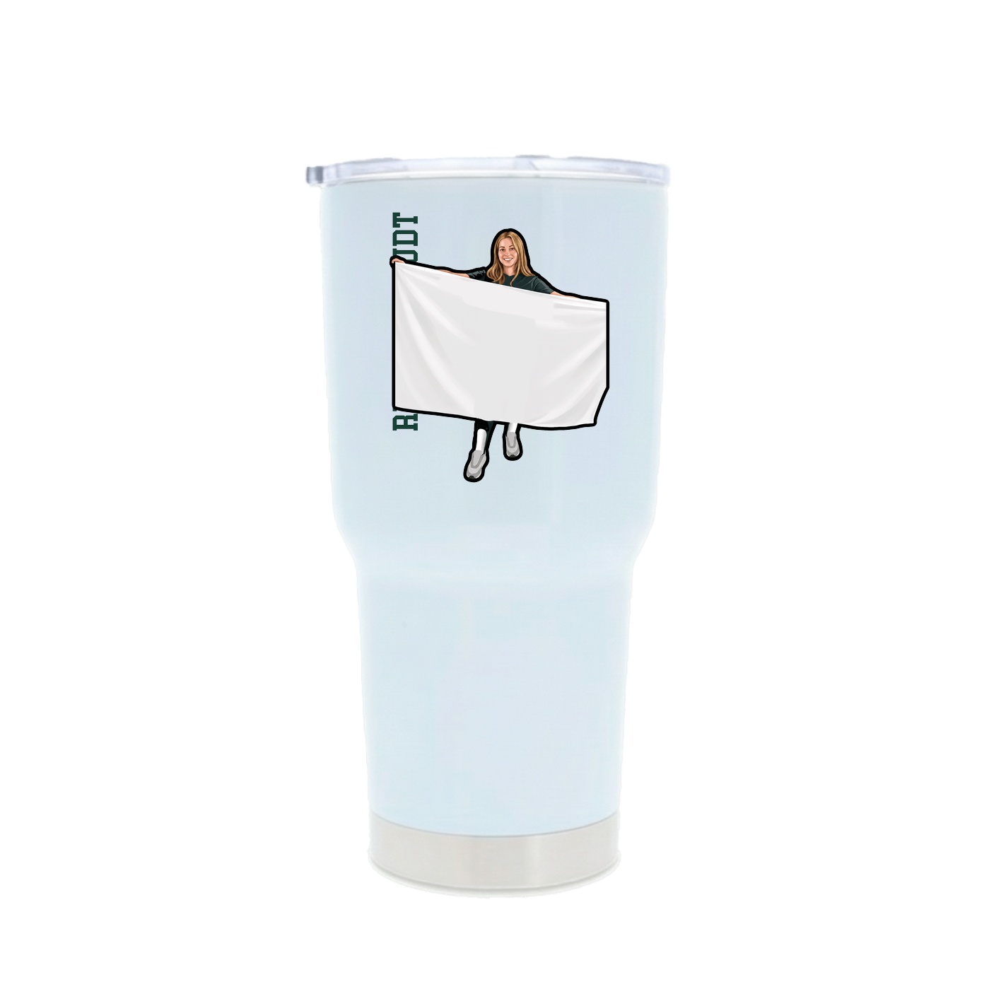30oz Stainless Steel Tumbler — Name Vertical in White