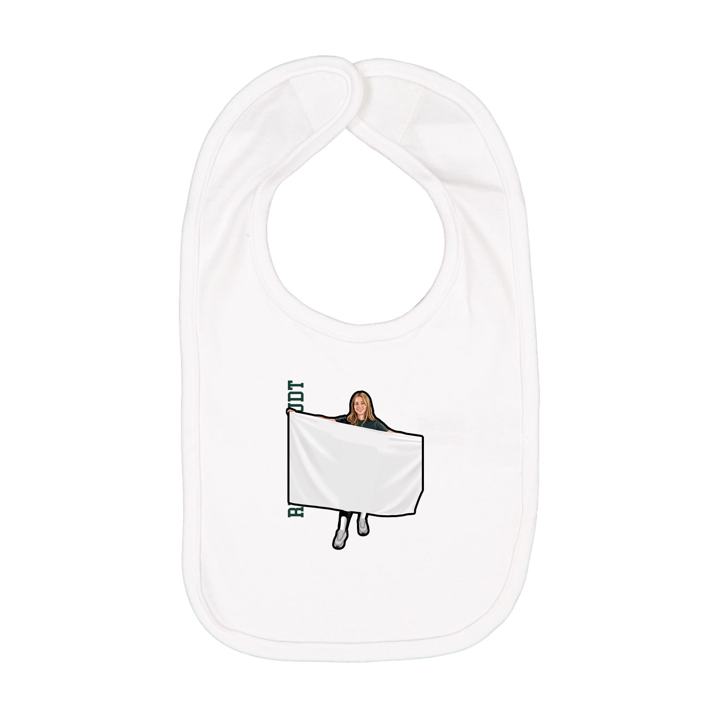 Infant Bib — Name Vertical in White
