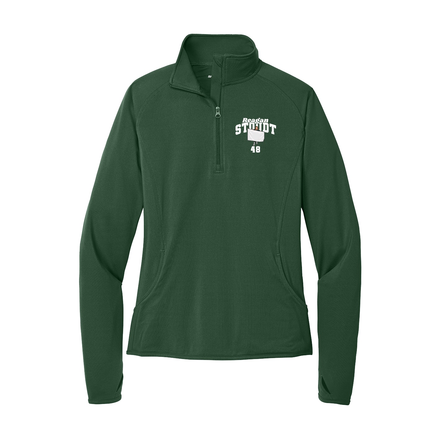 Women's Q-Zip Pullover — Signature Arch in Green