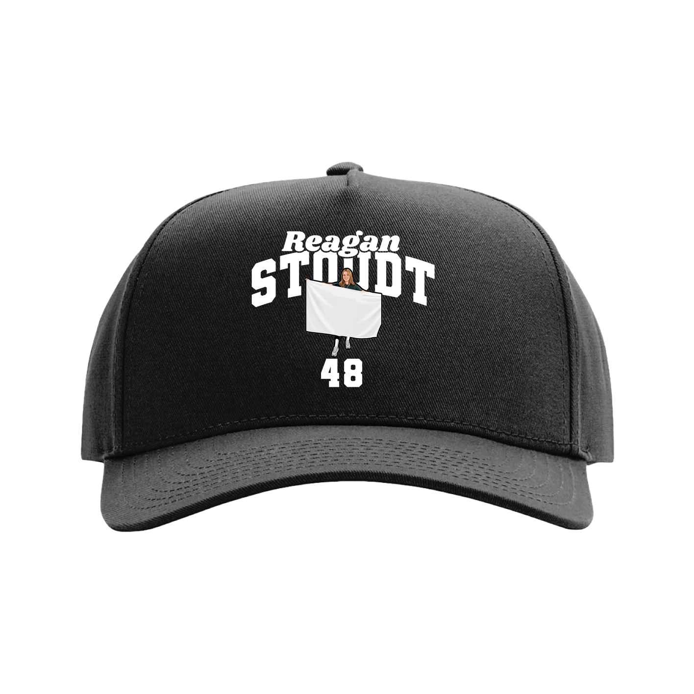 Full Fabric Five-Panel Champ Cap — Signature Arch in Black