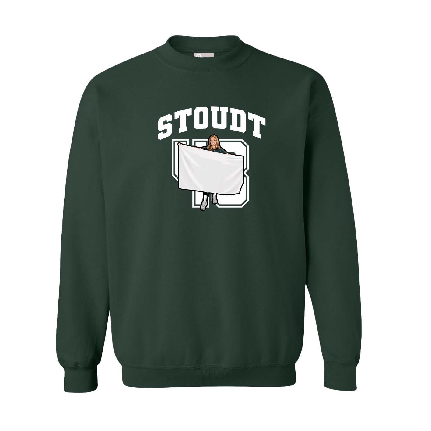 Fleece Crew — Number in Green