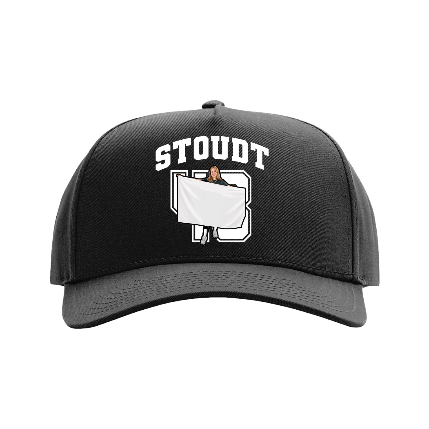 Full Fabric Five-Panel Champ Cap — Number in Black
