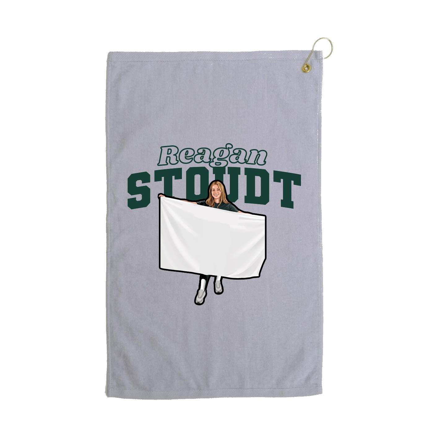 Golf Towel — Name Arch in Grey