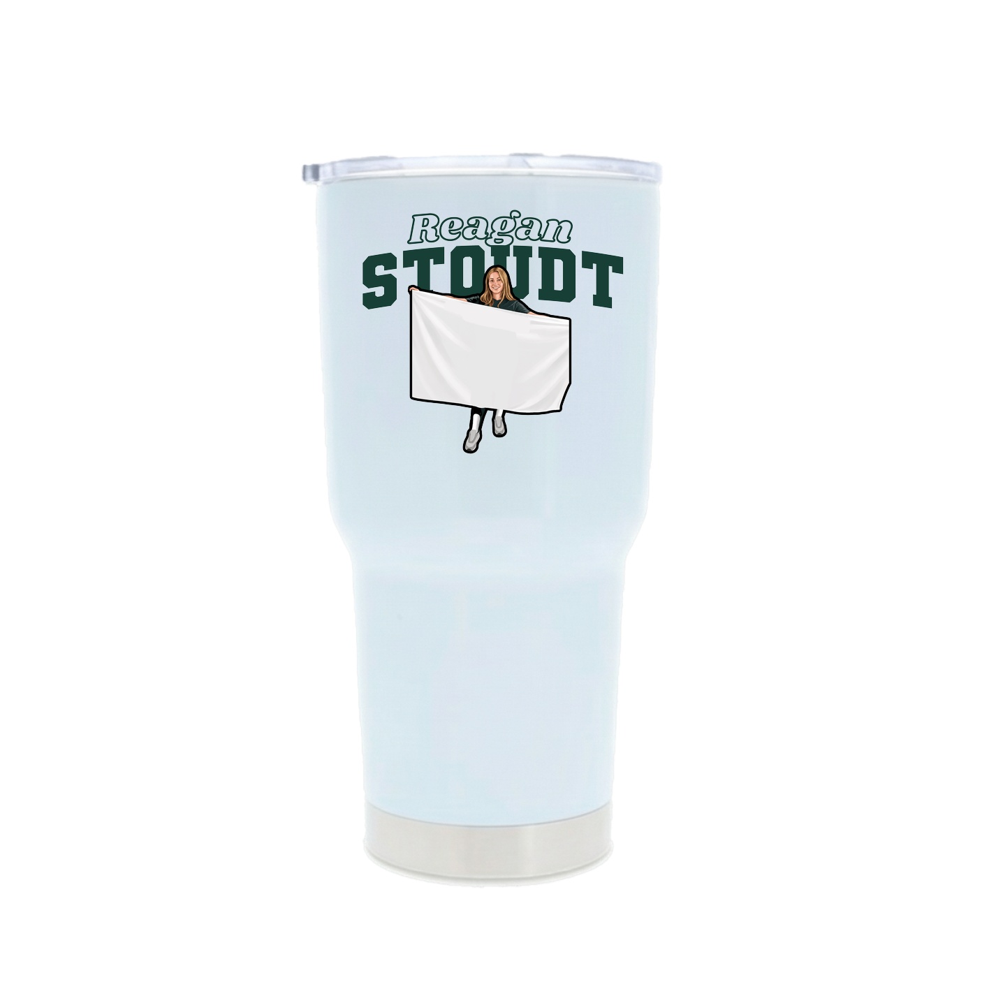 30oz Stainless Steel Tumbler — Name Arch in White