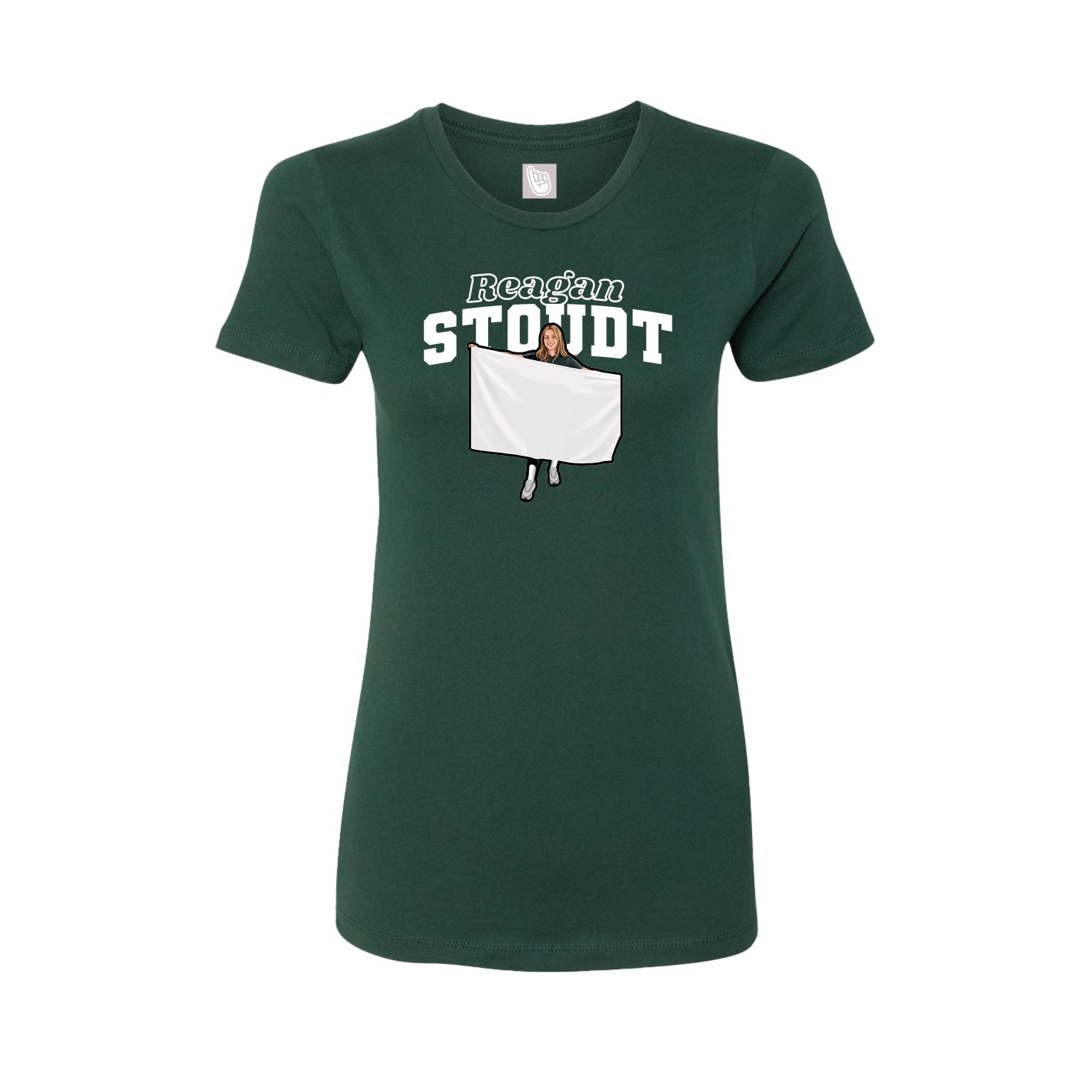 Fitted Women's Tee — Name Arch in Green