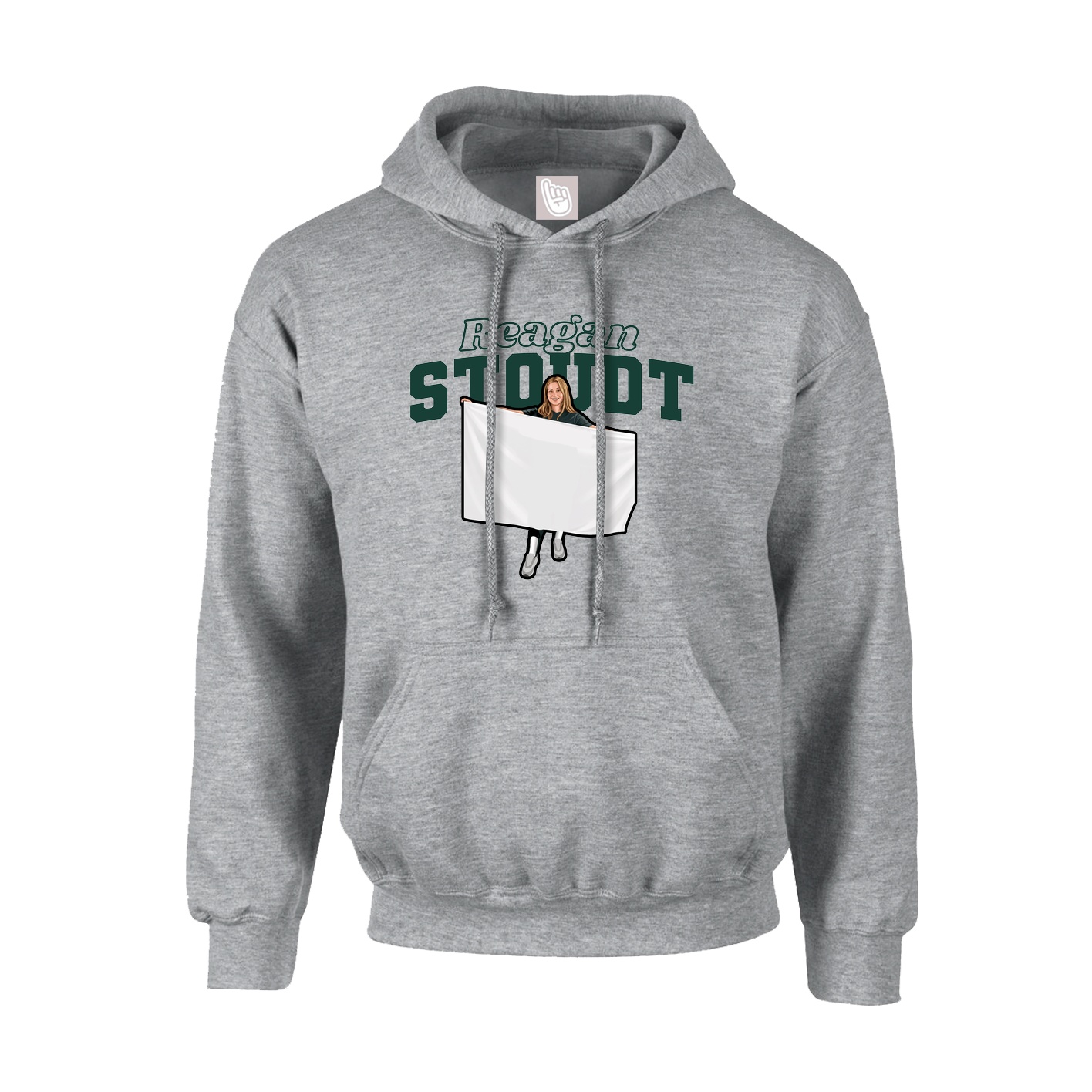 Youth Hoodie — Name Arch in Grey