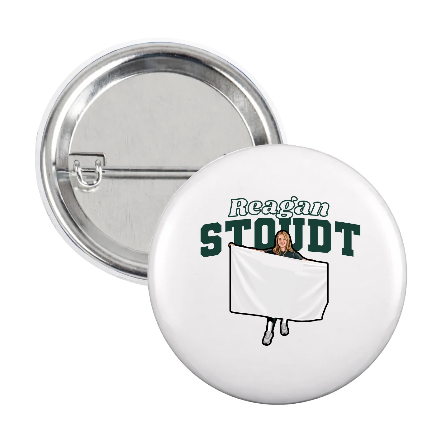 Game Day Button — Name Arch in White