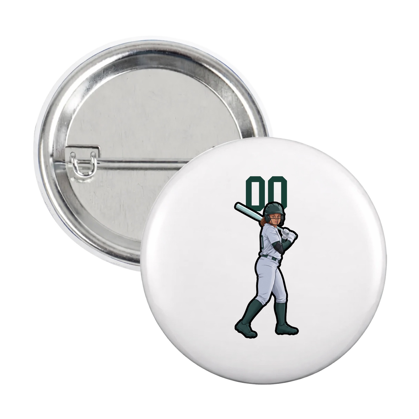 Game Day Button — Number Top in White