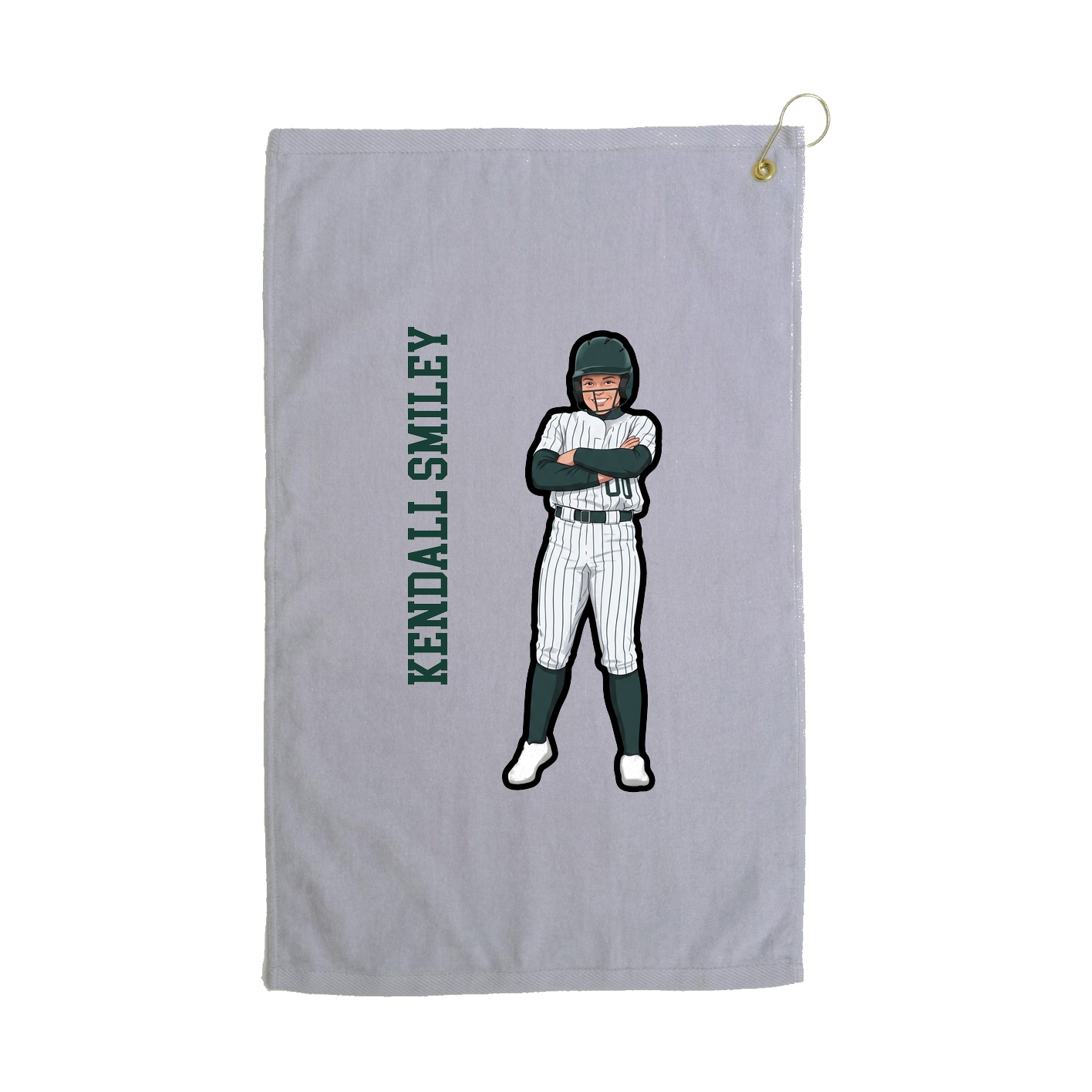 Golf Towel — Name Vertical in Grey