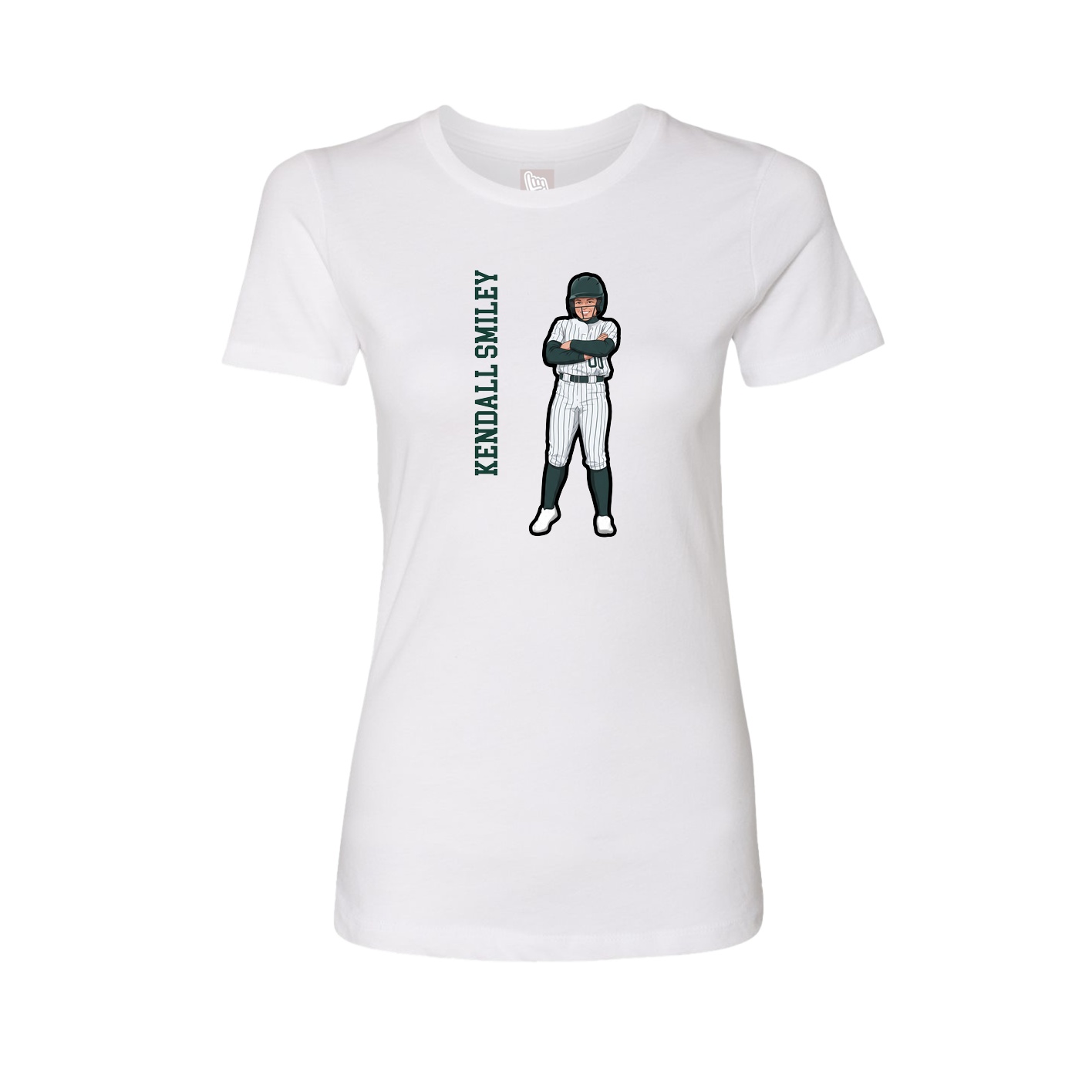 Fitted Women's Tee — Name Vertical in White