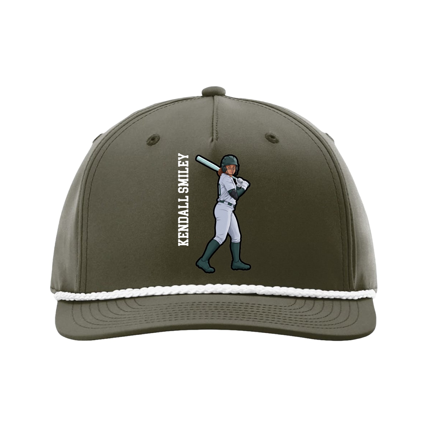 Five-Panel Classic Rope Cap — Name Vertical in Green