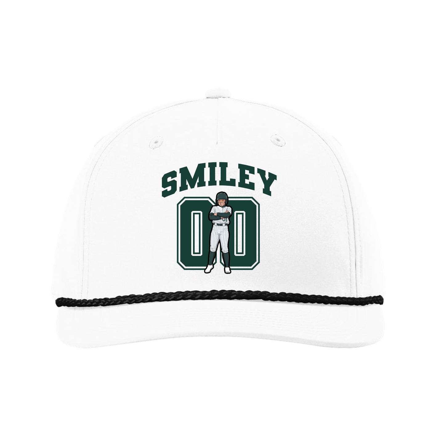 Five-Panel Classic Rope Cap — Number in White
