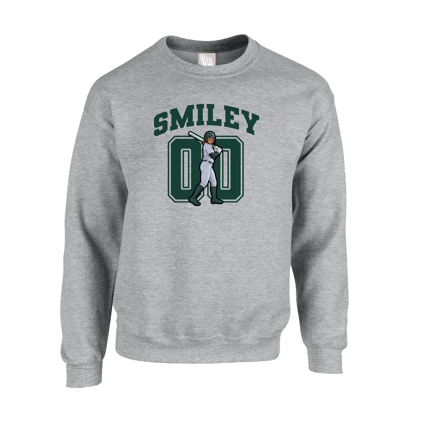 Fleece Crew — Number in Grey