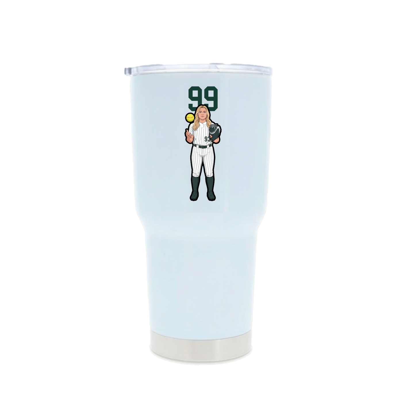 30oz Stainless Steel Tumbler — Number Top in White