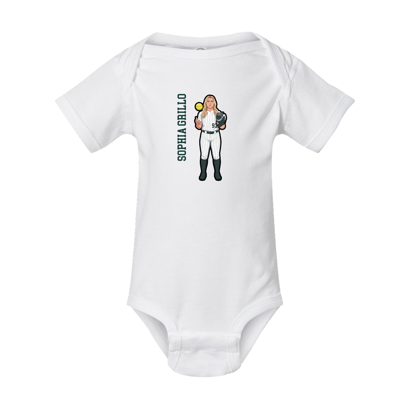 Baby Onesie — Name Vertical in White