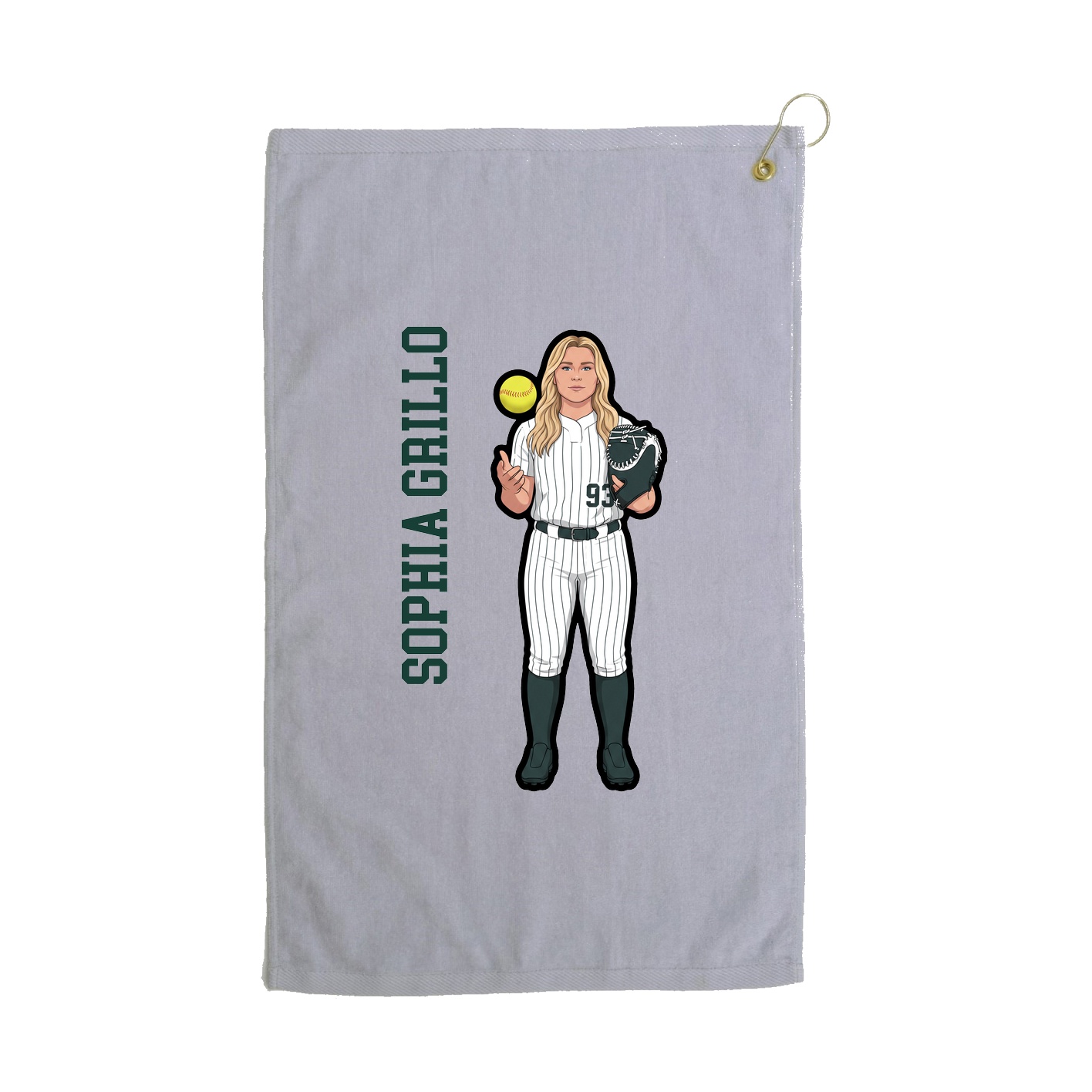 Golf Towel — Name Vertical in Grey