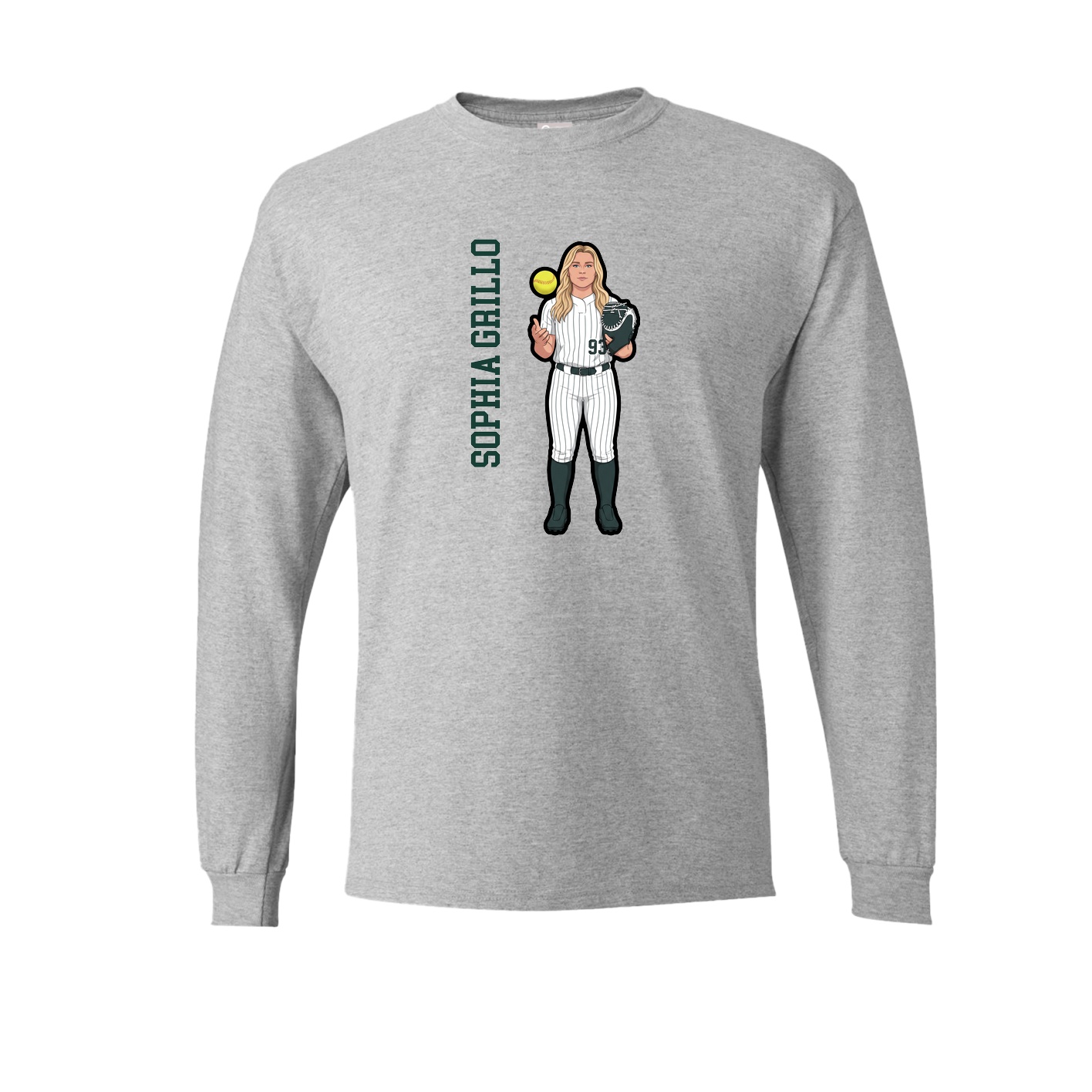 Long Sleeve Tee — Name Vertical in Grey