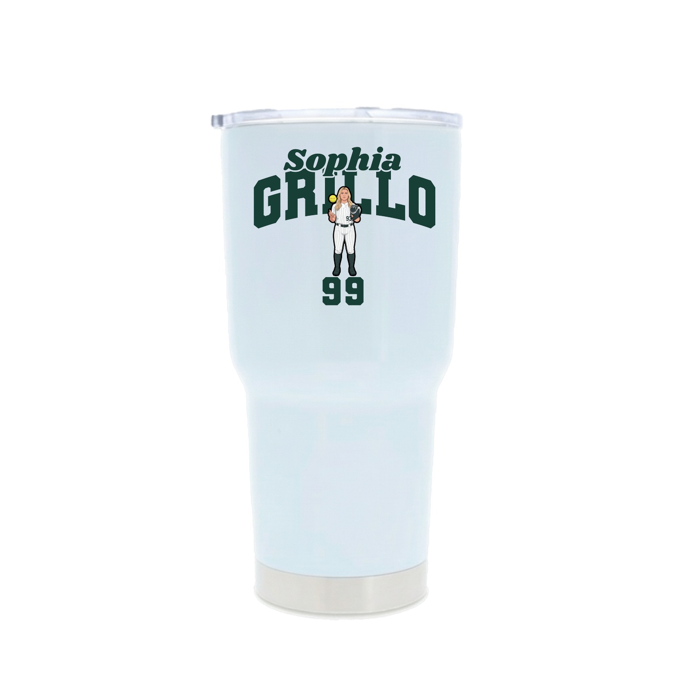 30oz Stainless Steel Tumbler — Signature Arch in White