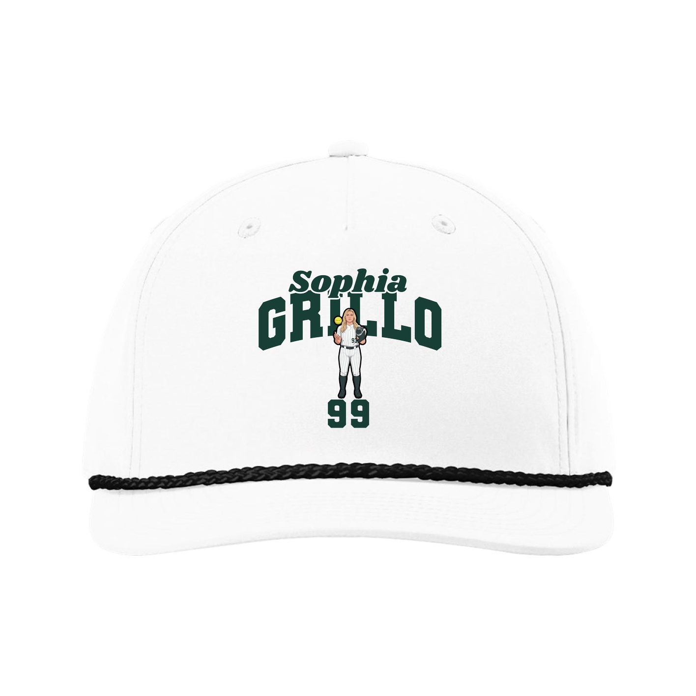 Five-Panel Classic Rope Cap — Signature Arch in White