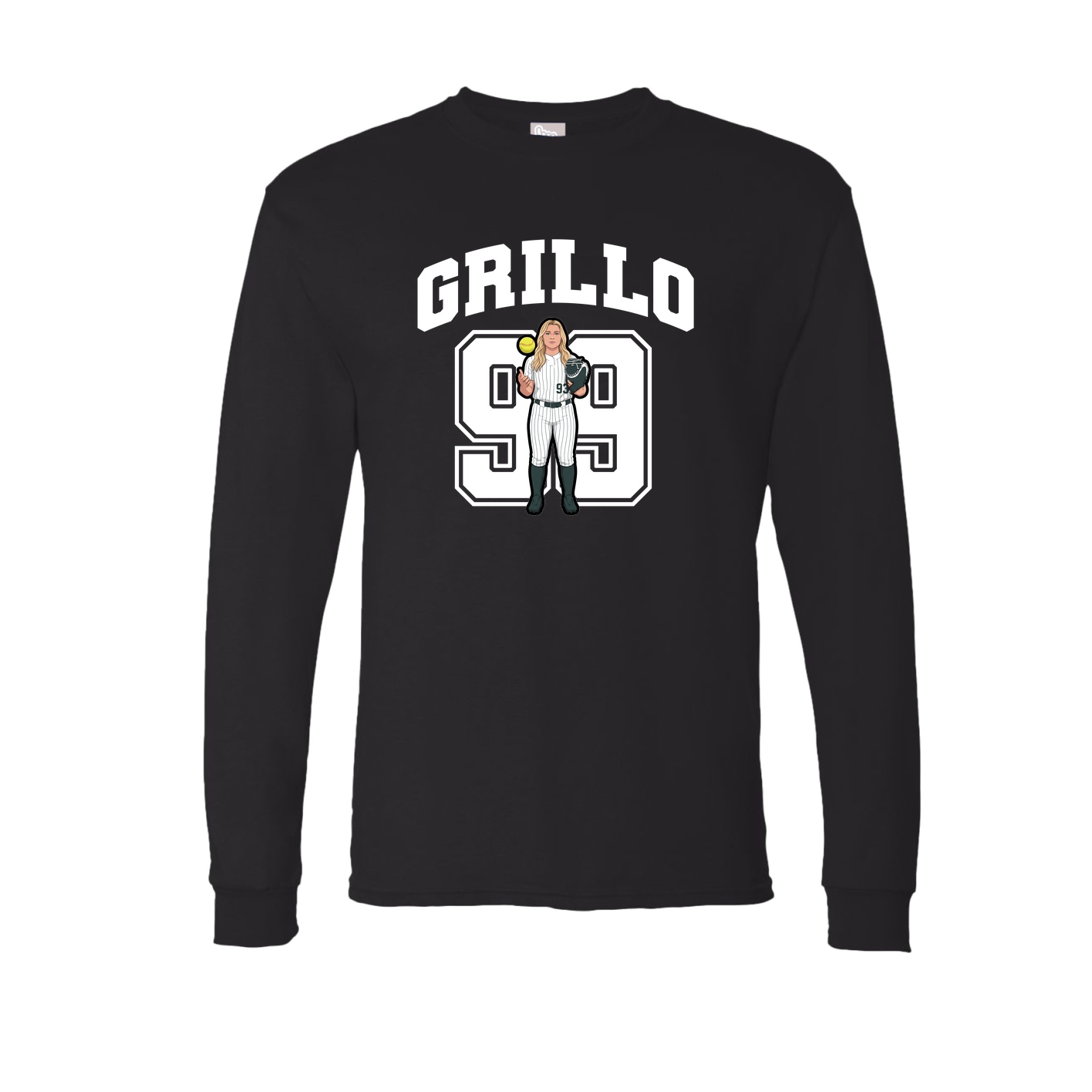 Long Sleeve Tee — Number in Black