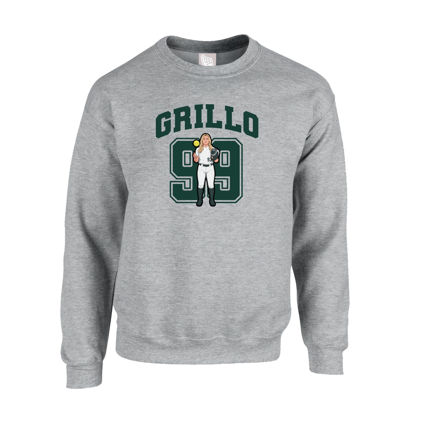 Fleece Crew — Number in Grey