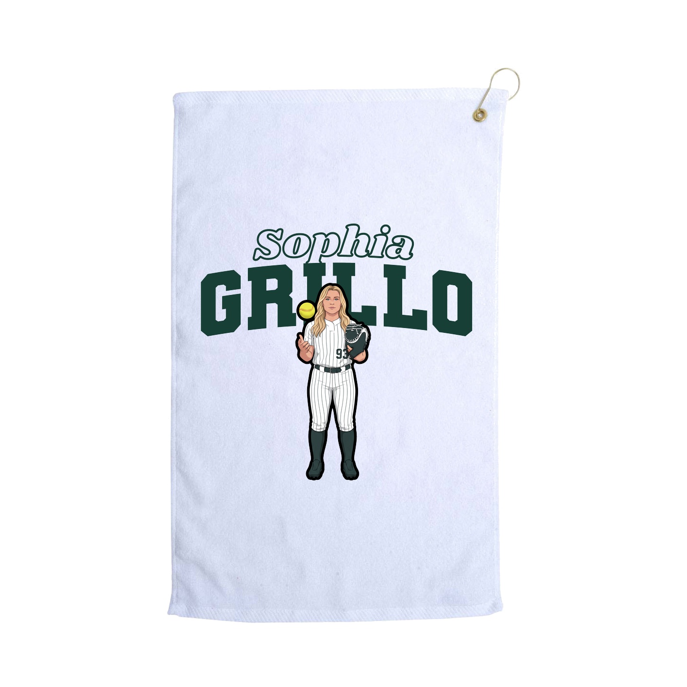 Golf Towel — Name Arch in White