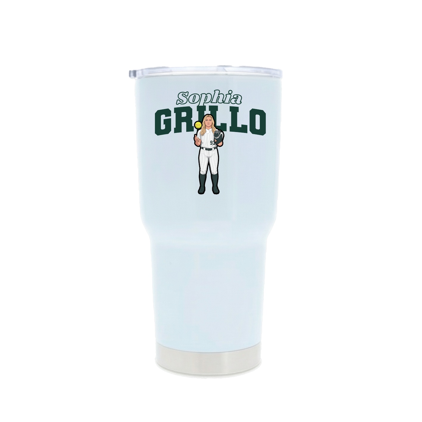 30oz Stainless Steel Tumbler — Name Arch in White