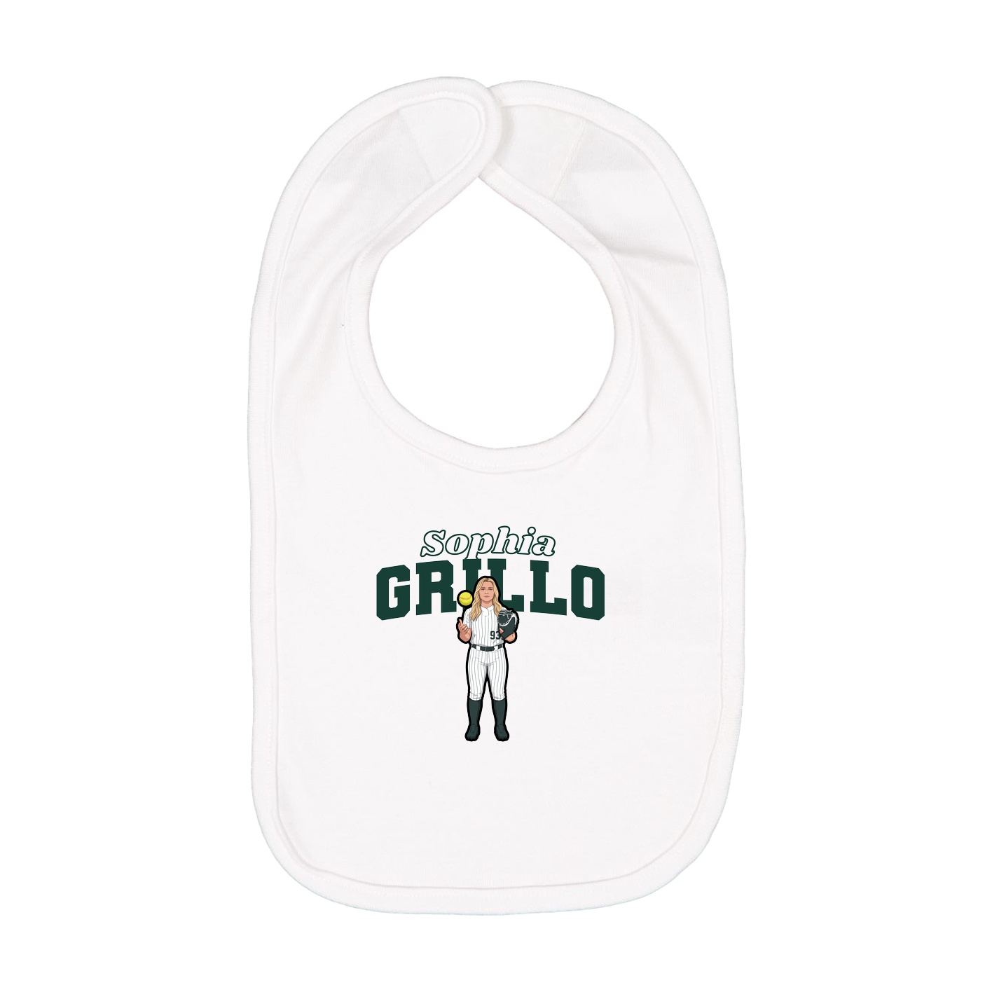 Infant Bib — Name Arch in White