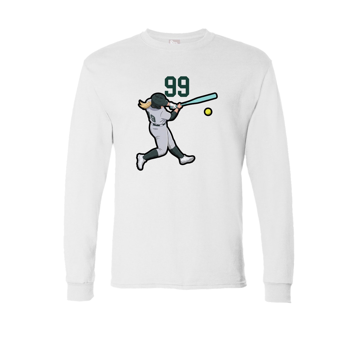 Long Sleeve Tee — Number Top in White