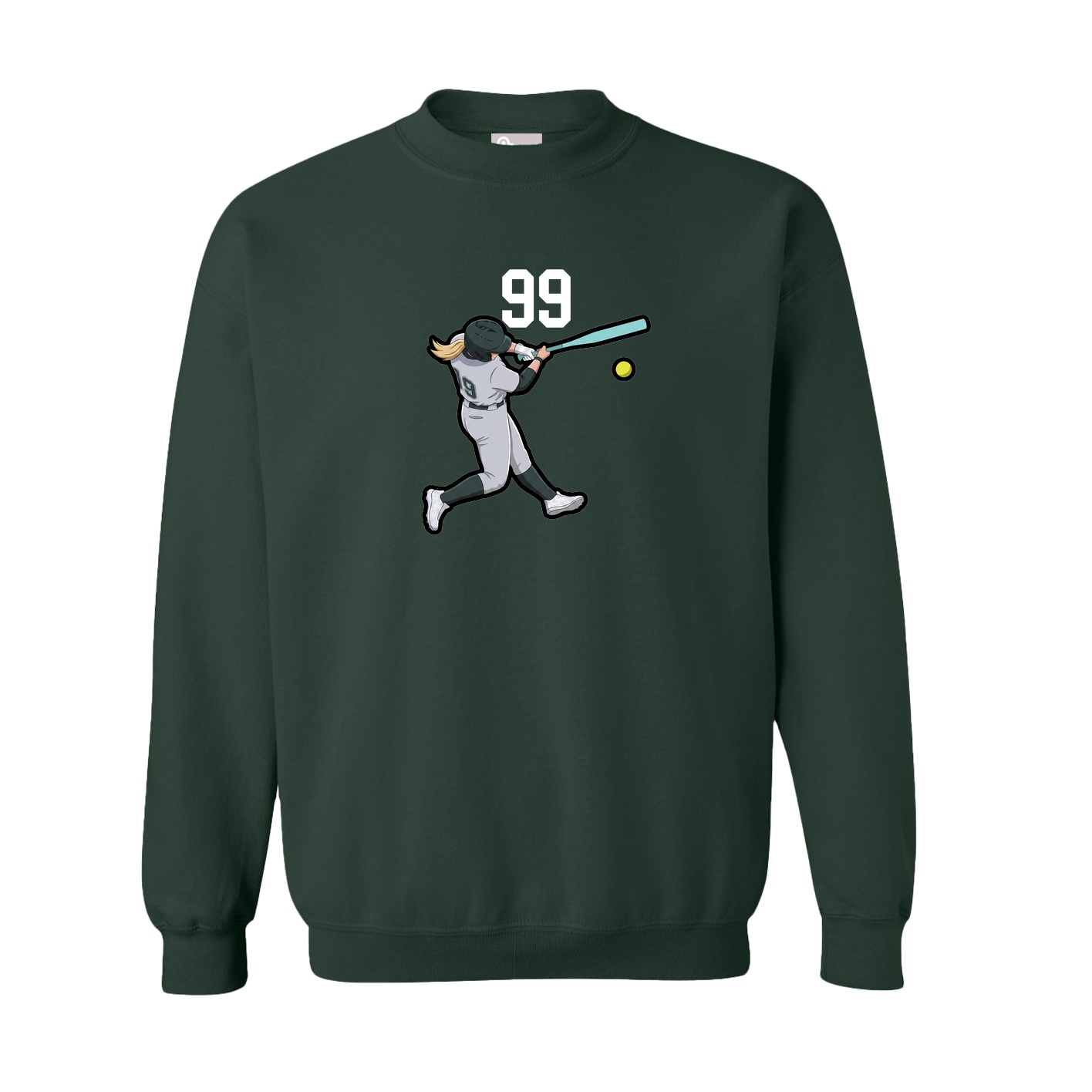 Fleece Crew — Number Top in Green