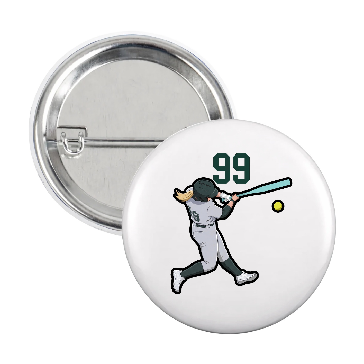 Game Day Button — Number Top in White
