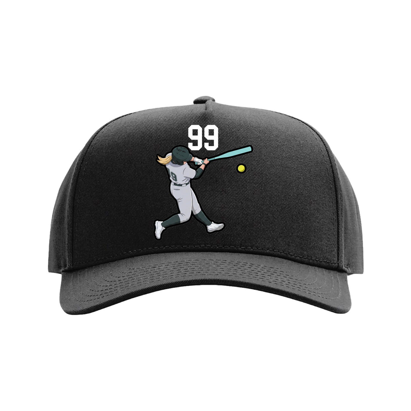 Full Fabric Five-Panel Champ Cap — Number Top in Black