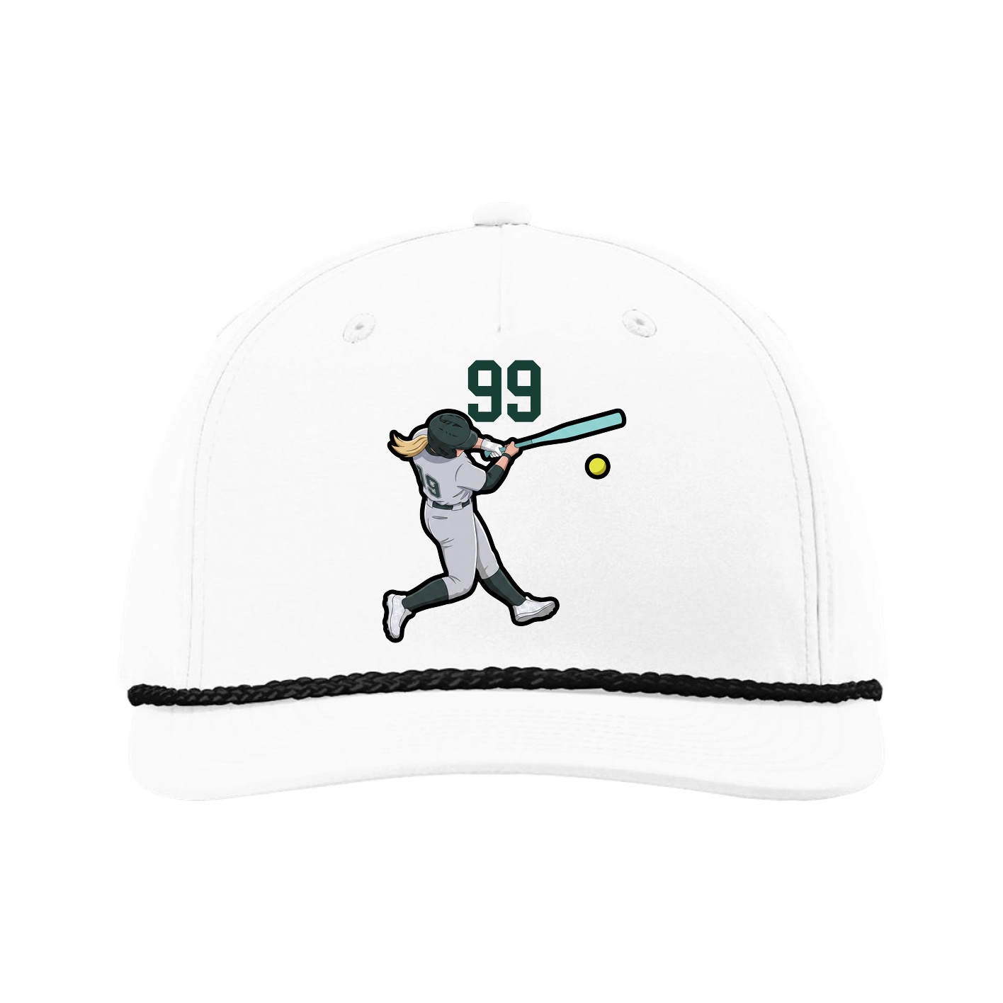 Five-Panel Classic Rope Cap — Number Top in White