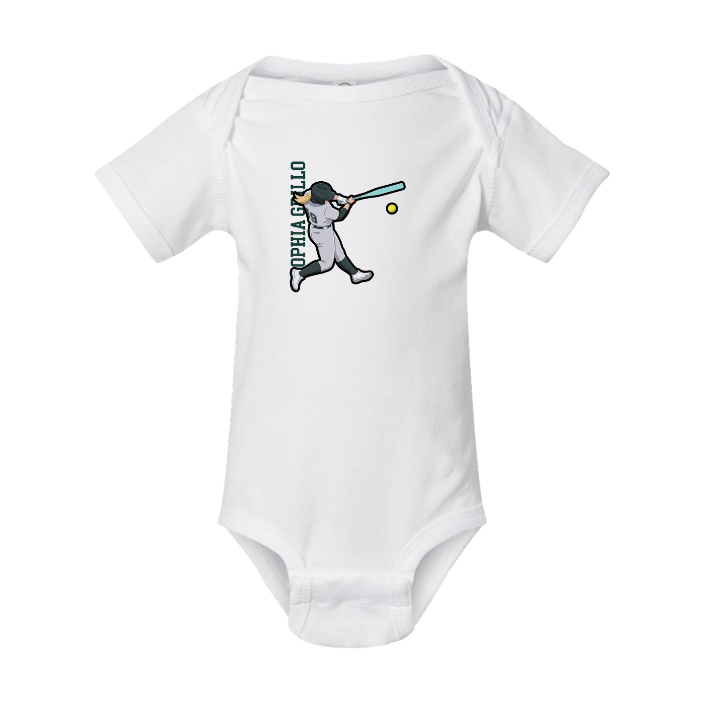 Baby Onesie — Name Vertical in White