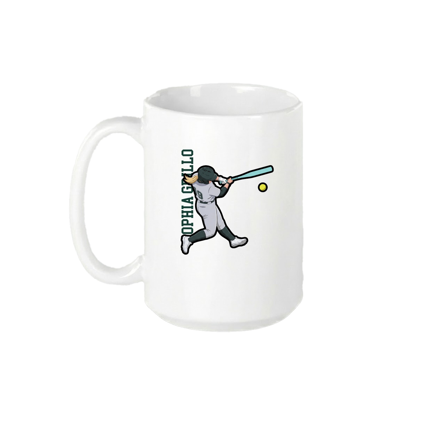 15oz Coffee Mug — Name Vertical in White