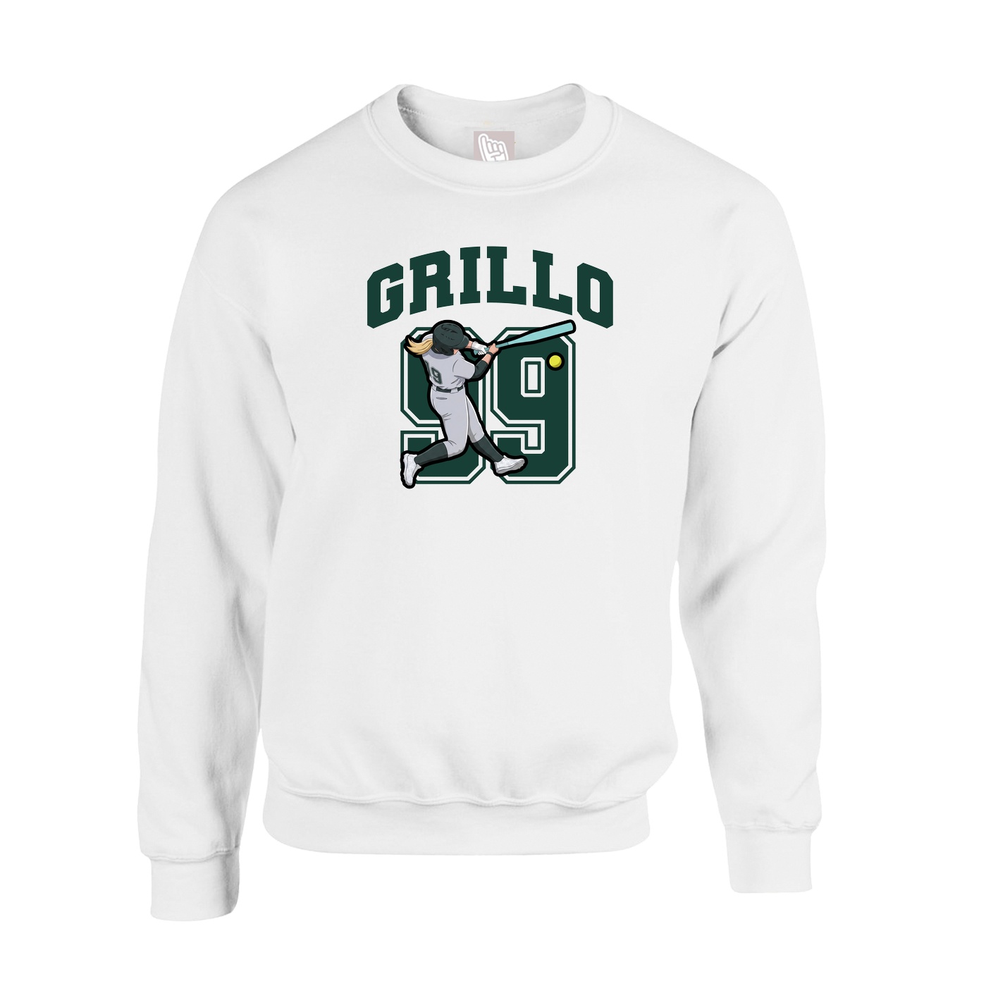 Fleece Crew — Number in White