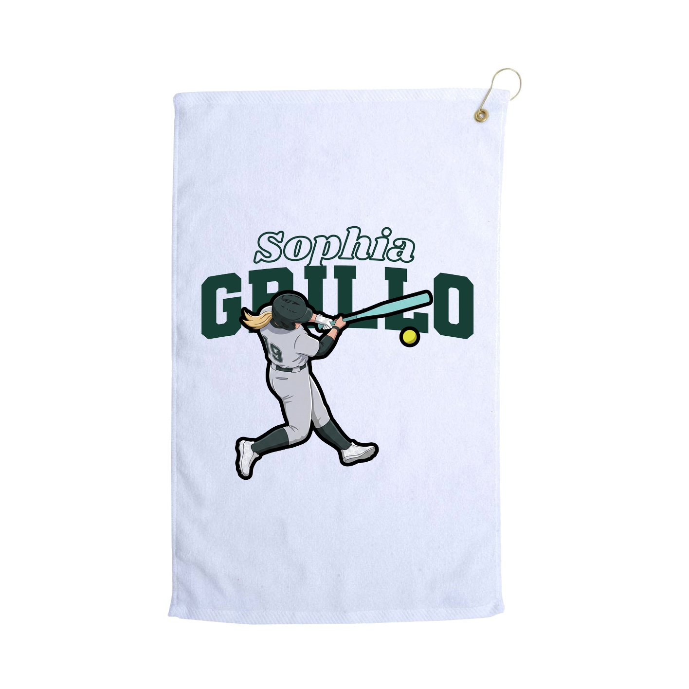 Golf Towel — Name Arch in White