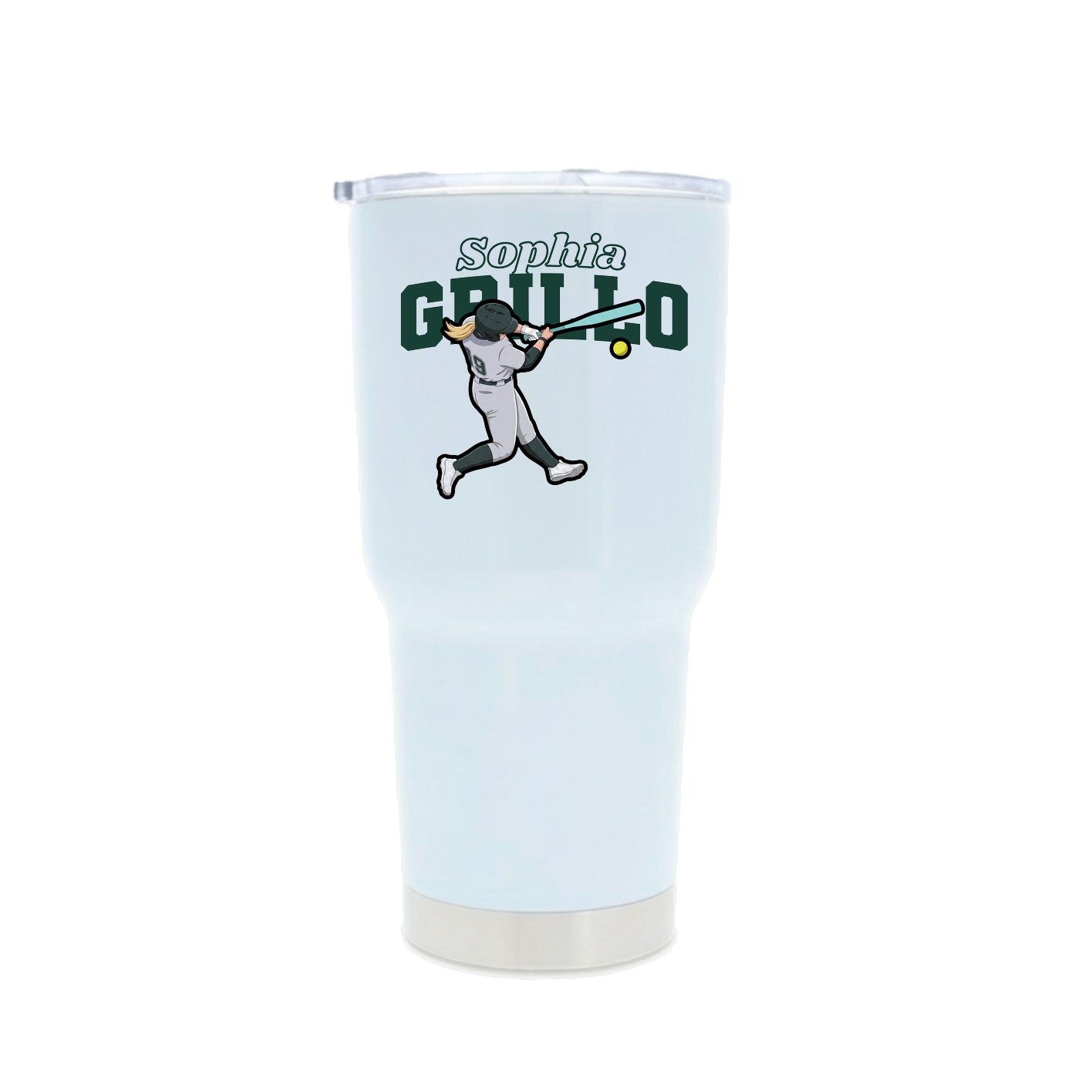 30oz Stainless Steel Tumbler — Name Arch in White