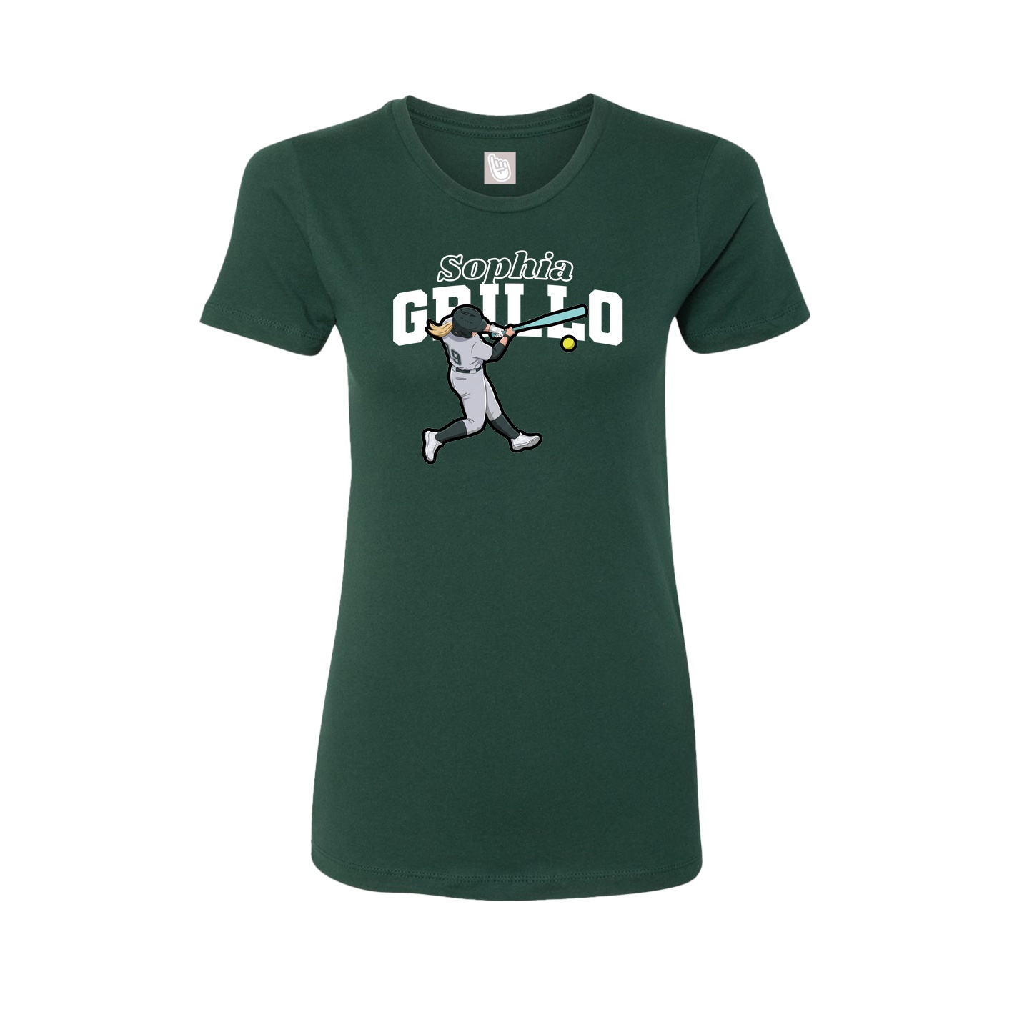 Fitted Women's Tee — Name Arch in Green