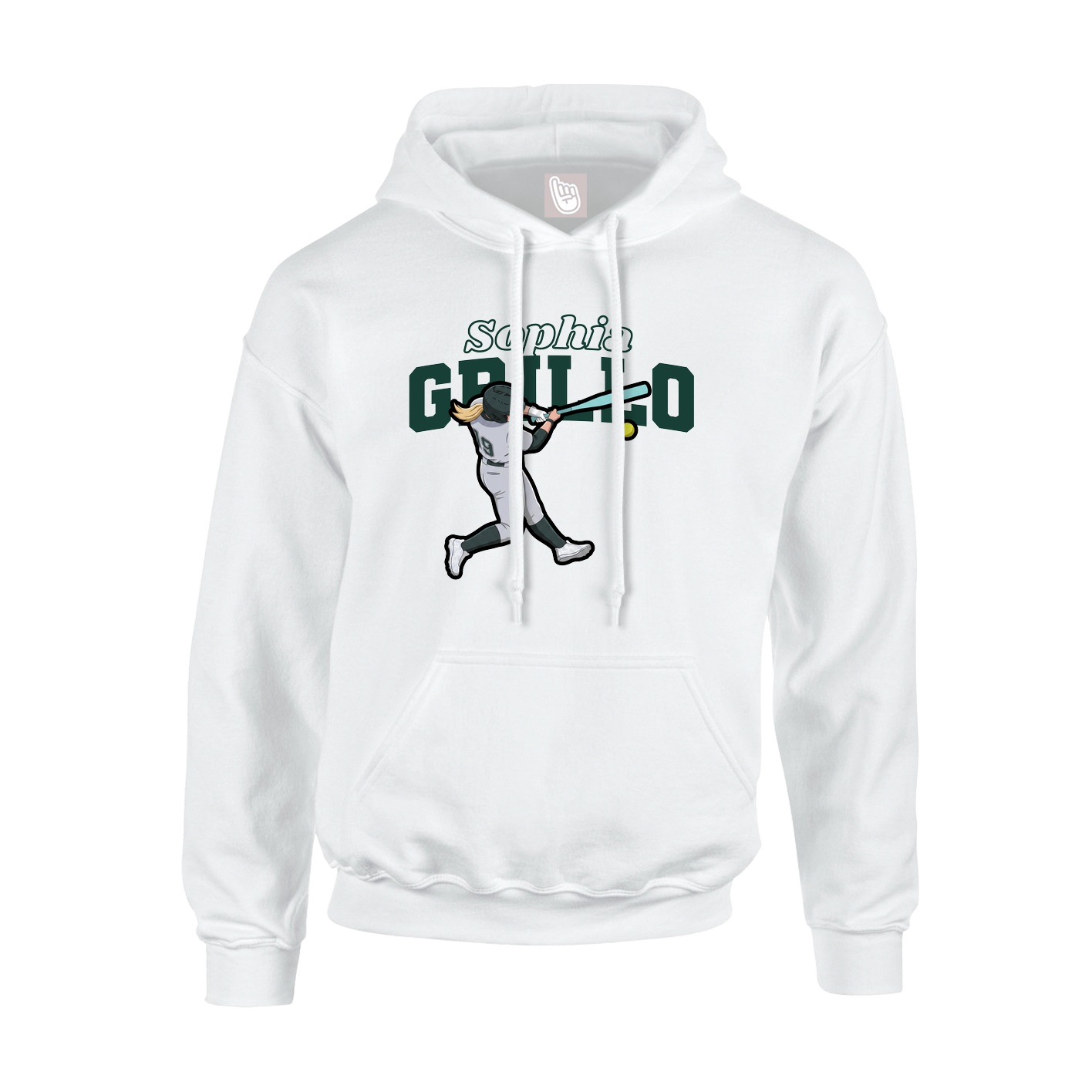 Youth Hoodie — Name Arch in White